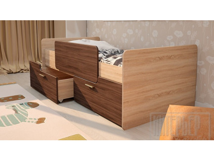Детская кровать Умка К-001 с ящиками и бортиком ЛДСП, спальное место 160х80 см